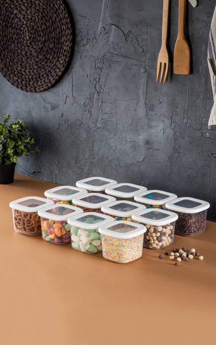 Hermia Set de 12 Cajas de Almacenaje Blancas de 500 ml